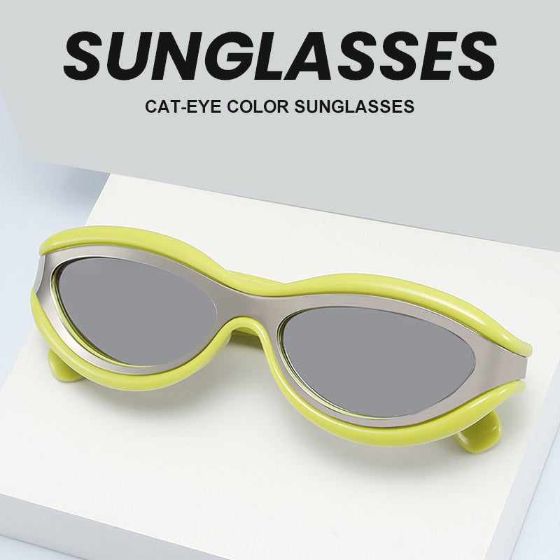 Cat-Eye Color Block UV Protection Sunglasses